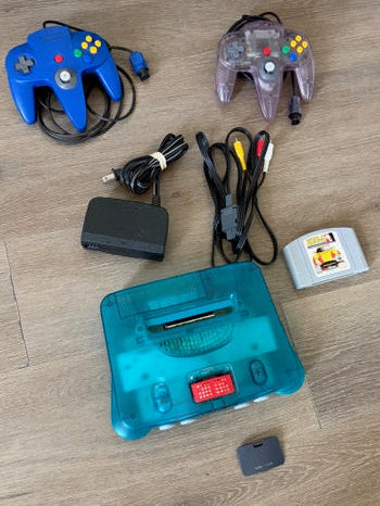 Nintendo 64 - Funtastic Ice Blue Bundle * w/ 1 OEM expansion (red) pack