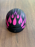 BLACK WITH PINK FLAMES - HELMET XXL